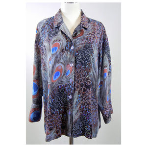 TIANELLO Aida Blouse Rayon Tencel Peacock Feathers